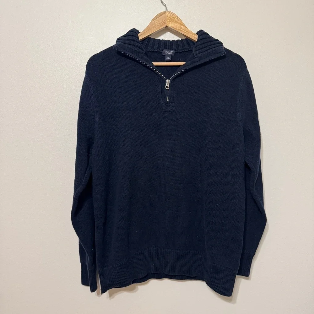 J. Crew Half-Zip Navy Sweater Size Medium Men’s Cotton